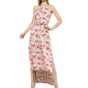 Alexia Admor Pink Floral Halter Maxi Summer Party Dress Size 10 Feminine NWT